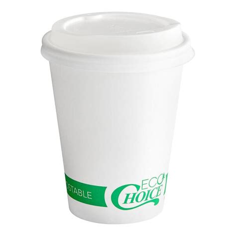 EcoChoice Oz White Compostable Paper Hot Cup And PLA Lid Pack