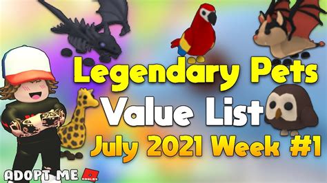 All Legendary Pets Value List In Adopt Me July Week Youtube