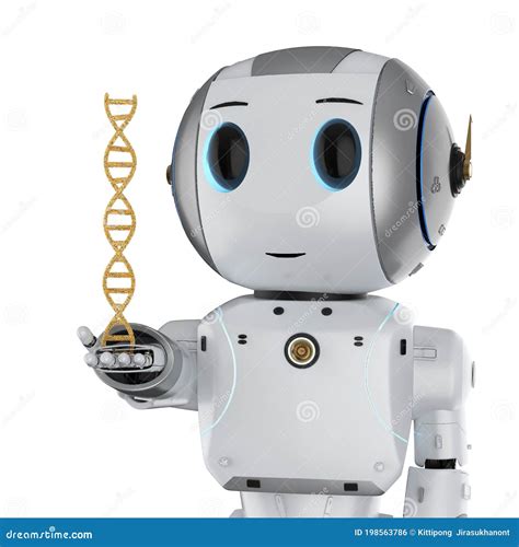 Robot Holding Dna Helix Stock Illustration Illustration Of Friendly