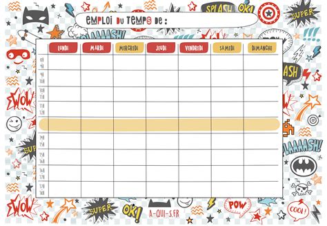 plat Offre demploi dispersion emploi du temps à imprimer remplir