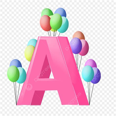 Alphabet Rose Mignon Conçu Lettre A Avec Des Ballons PNG Png Psd