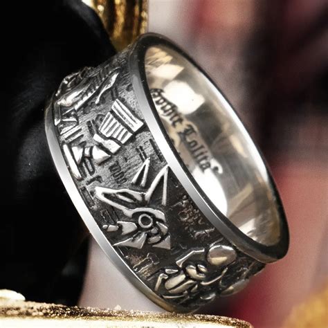 Anillo De Acero Inoxidable Anubis De Dios Egipcio Antiguo Cl Sico Para