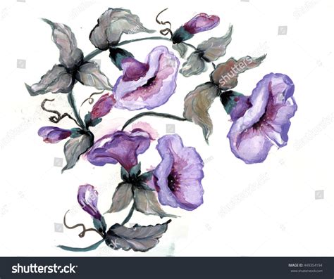 Hand Acrylic Painting Flowers Stock Illustration 449354194 | Shutterstock