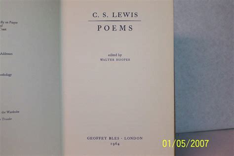 Poems By C S Lewis Very Good Hardcover Nd Edition