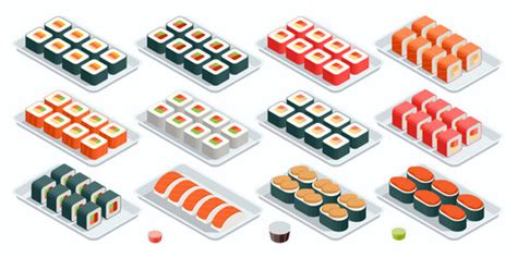 Set Of Sushi Royalty Free Vector Image Vectorstock