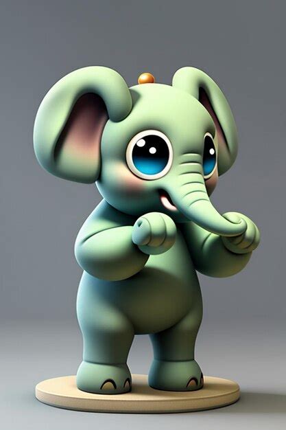 Dessin Animé Mignon Bébé éléphant Anthropomorphe Rendu 3d Modèle De