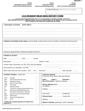 Fillable Online Rushcliffeccg Nhs Ccg Incident Near Miss Report Form