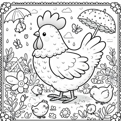 Free Printable Cute Chicken Coloring Pages