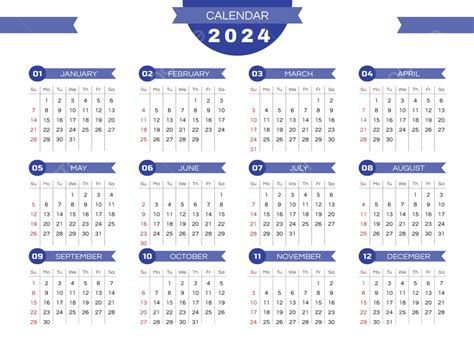 Calendario De Escritorio Mensual Completo Plantilla Vol Vector