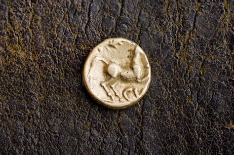 Celtic Gold Stater. Old Celtic Coin Showing Horse, Exposed on Da Stock ...