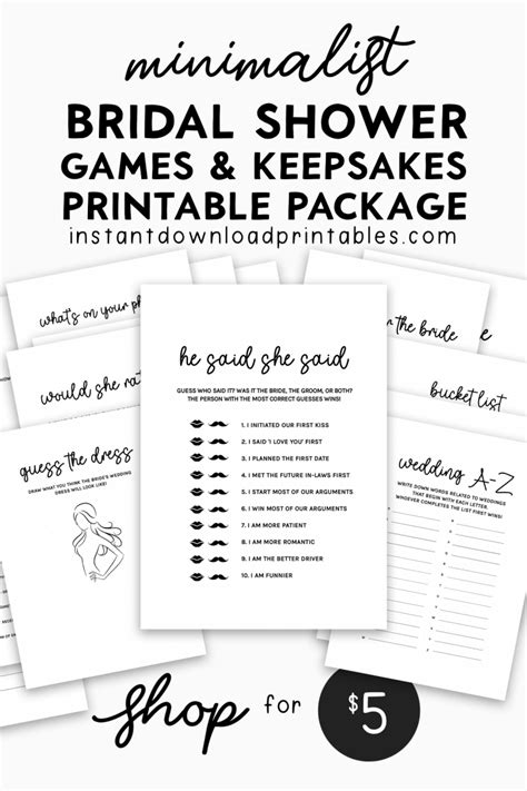 15 Free Bridal Shower Games And Keepsakes Printables Greenery And