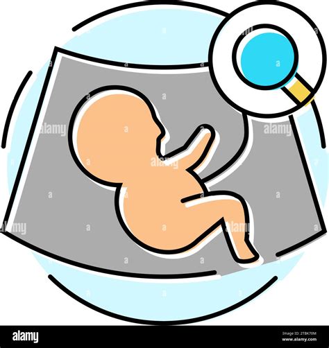 Fetal Monitoring Gynecologist Color Icon Vector Illustration Stock