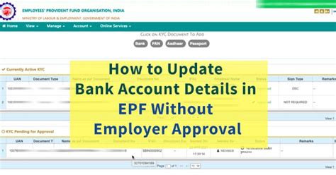 How To Update Bank Account Details In Epf Without Employer Approval