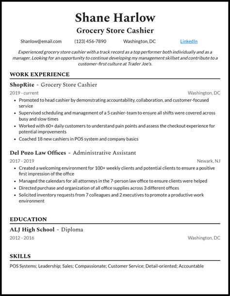 Grocery Store Cashier Resume Examples Working In