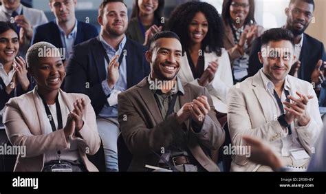 Business People Conference And Audience Clapping Hands At A Seminar