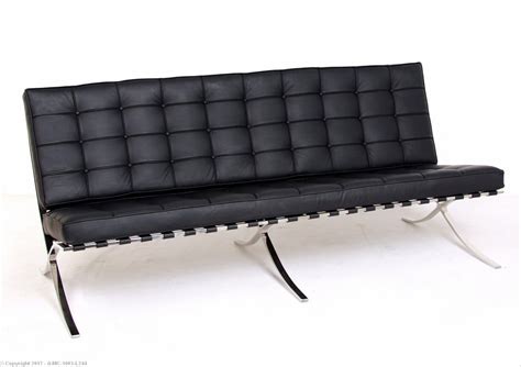 Barcelona Style Sofa Premium Black Mies Van Der Rohe Knoll Knock