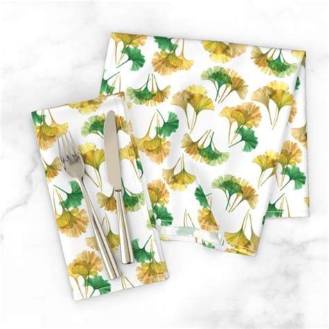 Gingko Biloba Leaves Spoonflower Napkin Design Dinner Napkins