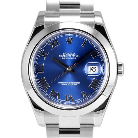 Mens Rolex Datejust Ii Stainless Steel Blue Roman Numeral Dial Smooth