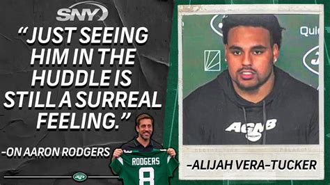 Jets Ol Alijah Vera Tucker On Being Back For Camp Talks Aaron Rodgers