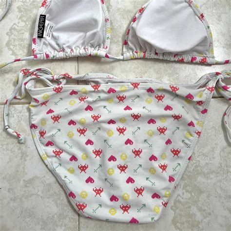 Ingear Vintage Gamer White Bikini Pink Retro Depop