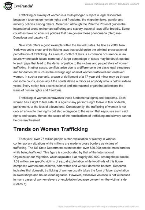 Women Trafficking And Slavery Trends And Solutions 2250 Words