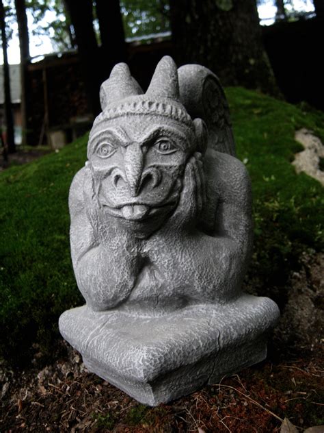 Gargoyle Statue Concrete Garden Statue Gothic Creature Etsy