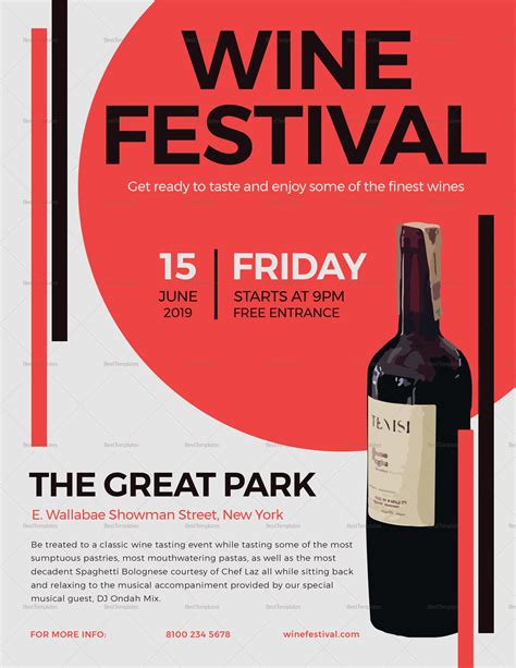 Wine Festival Flyer Design Template In Psd Word Publisher