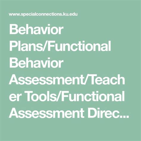 Behavior Plansfunctional Behavior Assessmentteacher Toolsfunctional Assessment Direct