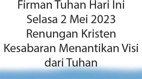 Renungan Kristen Jumat April Dan Firman Tuhan Hari Ini Markus