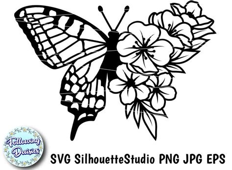 BUTTERFLY In SVG Floral Butterfly Flowers Svg Spring Etsy