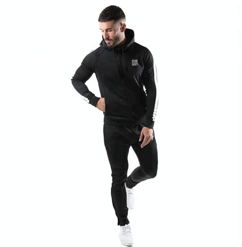 Custom Mens Gym Slim Fit Bodybuilding Sports Stripe Tracksuits Design