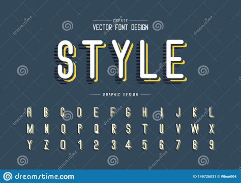 Font And Alphabet Vector Line Letter Style Typeface And Number Design