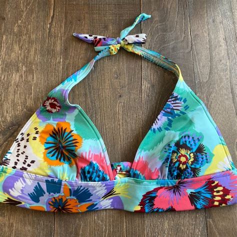 Victoria S Secret Swim Vintage Floral Padded Halter Tie Bikini Top Victorias Secret Vs Swim