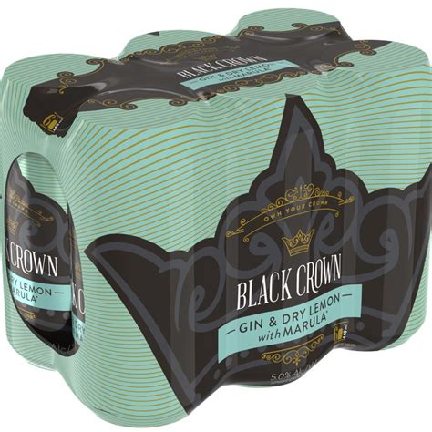 Black Crown Gin And Dry Lemon 6 X 440ml Can Woodstock Liquors