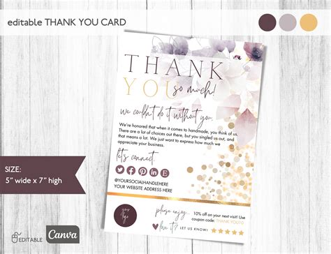 Editable 5 X 7 Thank You Card Template Thank You - Etsy