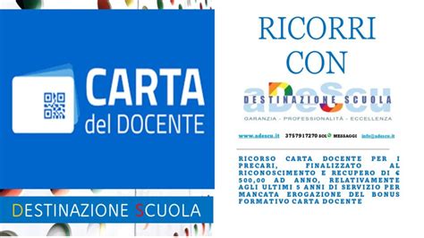 RICORSO CARTA DOCENTE PER I PRECARI ADeScu Destinazione Scuola