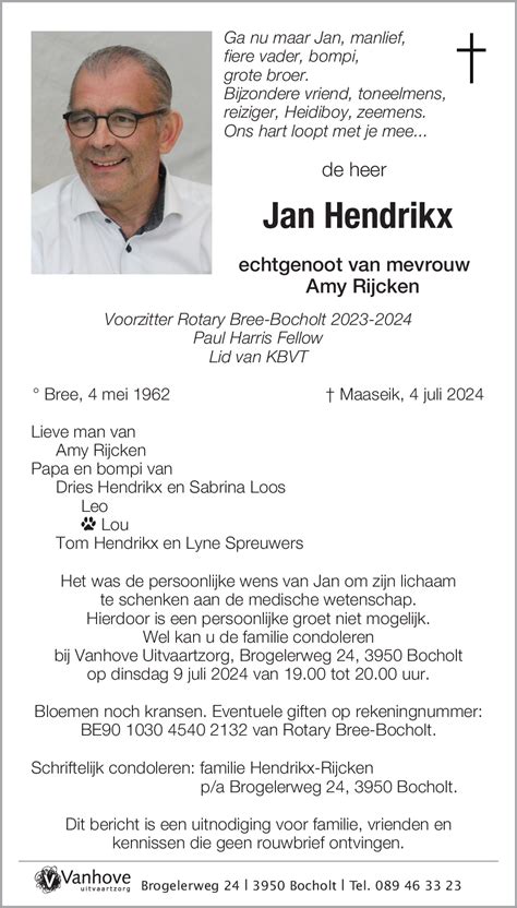 Jan Hendrikx † 04072024 Inmemoriam