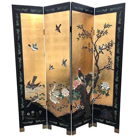 Chinese Gold Leaf Room Divider Folding Screen For Sale At 1stdibs