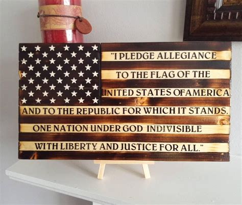 Rustic Wooden American Flag Small With Pledge Of Allegiance Etsy