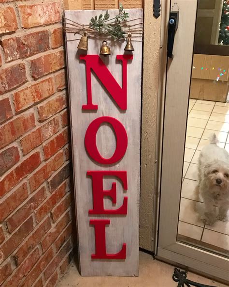 Christmas Sign Front Porch Sign Noel Brass Christmas Bells