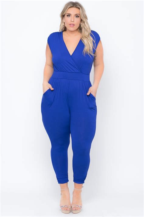 Plus Size Rosewood Cross Front Jumpsuit Royal Blue Royal Blue