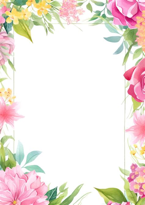 Beautiful Flower Frame Flowers Background Word Template And Google Docs