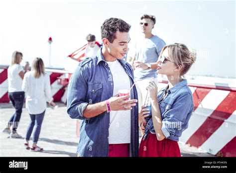 Concentrated Brunette Male Talking To His Group Mate Stock Photo Alamy