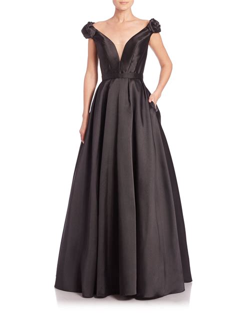 Jovani Taffeta Floral Applique Ball Gown In Black Jovani Dresses Prom