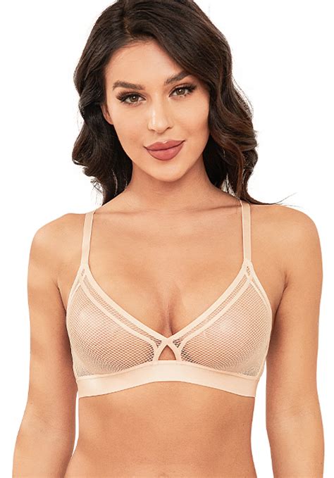 Wingslove Womens Sexy Lace Bra Demi Sheer Mesh Balconette See Through