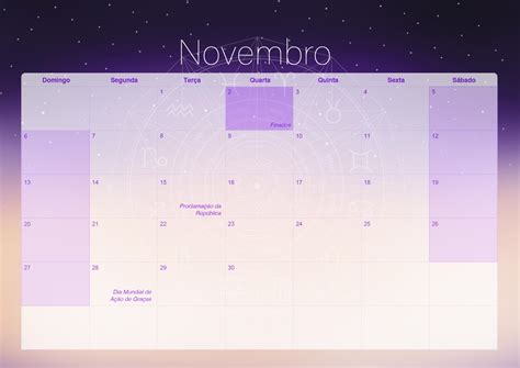 Calendario Mensal Signos Novembro Fazendo A Nossa Festa