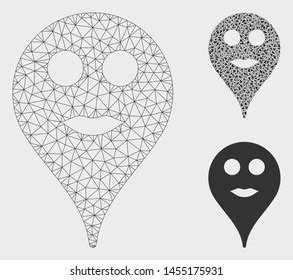 Mesh Scream Smiley Map Marker Model Stock Vector Royalty Free