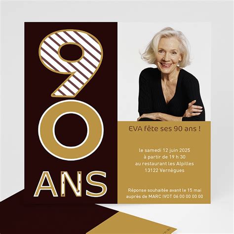 Invitation Anniversaire Adulte 90 Ans En Or