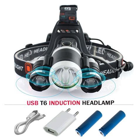 IR Sensor Induction Led Headlamp Usb Headlight Cree Xml T6 Camping Car