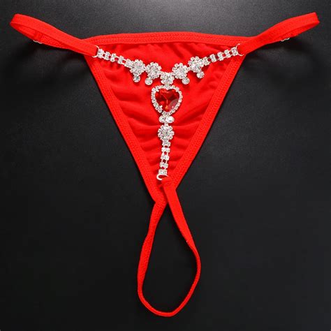 Stonefans Red Shine Strap Crystal Body Chain Rhinestone Thong Panties Women Bikini Body Jewelry